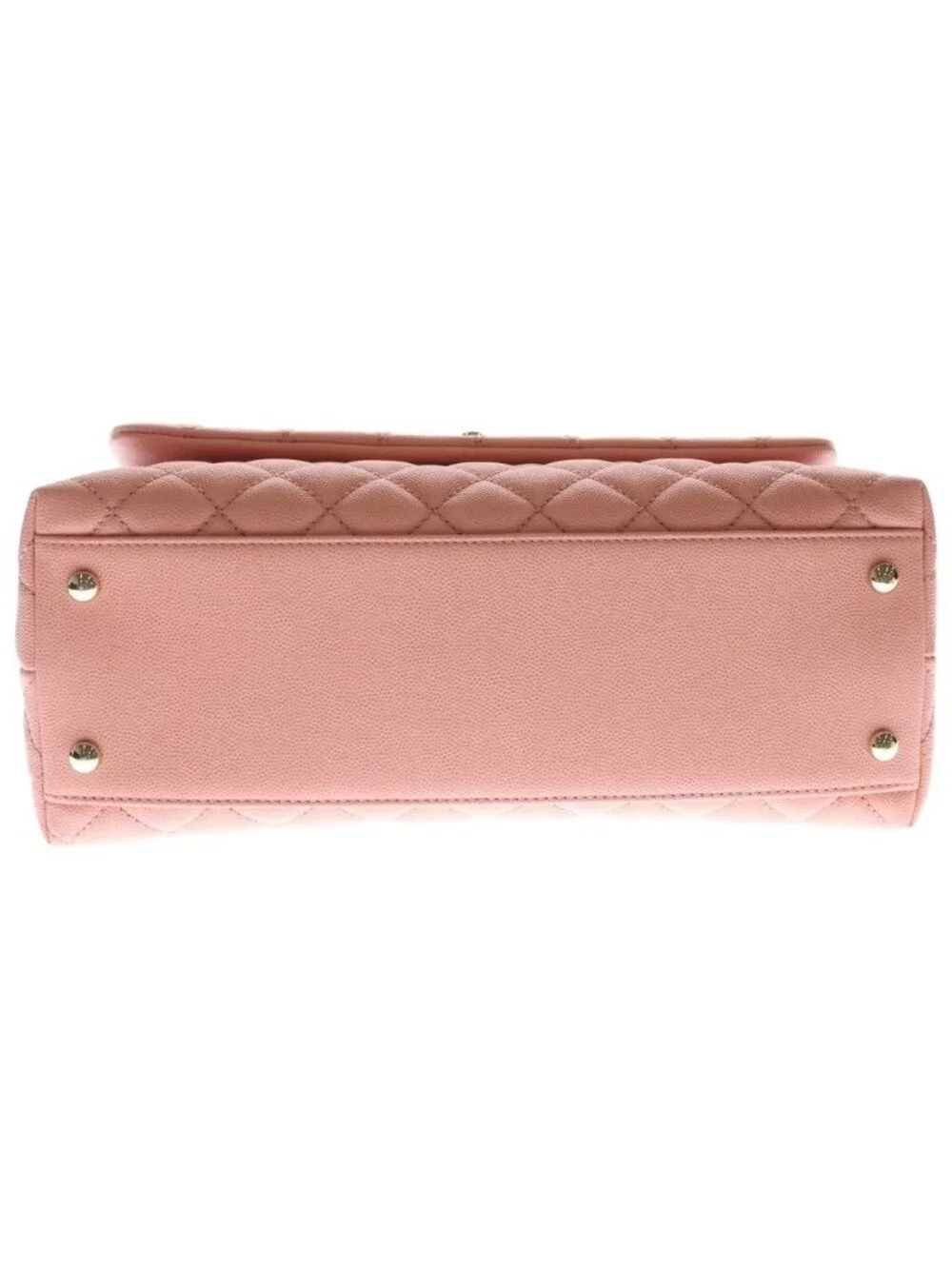 Chanel Quilted Top Handle 2-Way Shoulder Bag Salmon Pink Caviar Leather Gold
